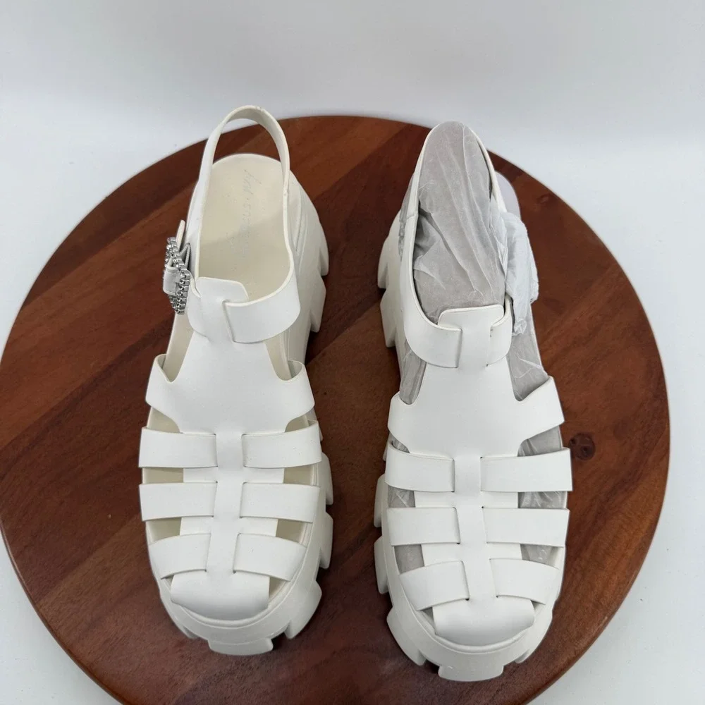Circus NY Alyson Fisherman Platform Sandals White Lug Sole Buckle Women 9 NIB